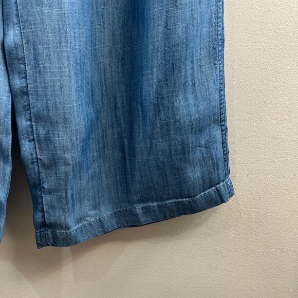 Lands' End Blue Chambray Pants High-Rise Elastic Waistband Wide-Leg Size 18P NEW - Picture 4 of 11